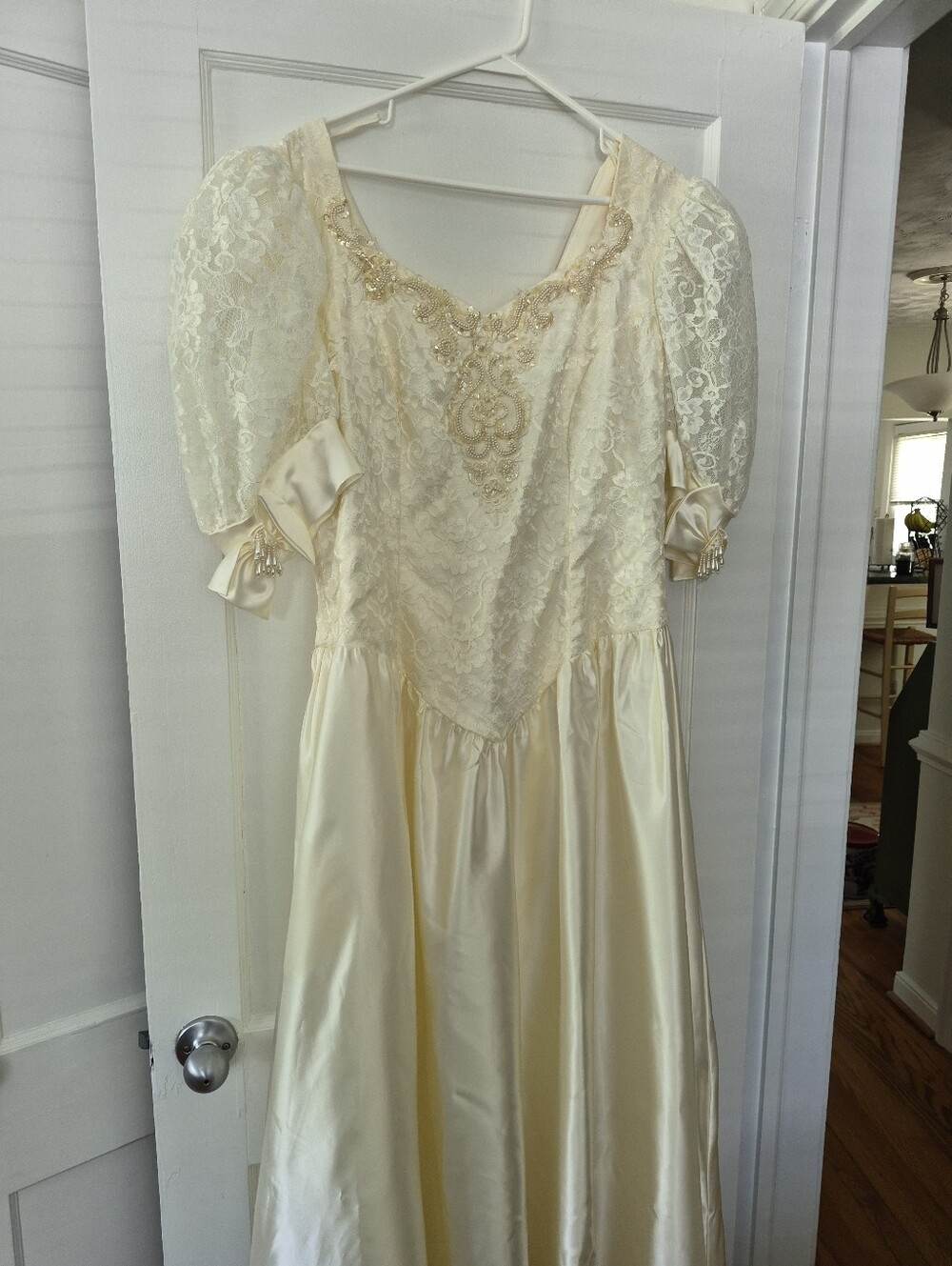Alfred Angelo Cream Satin Bridal Dress with Lace Bodice